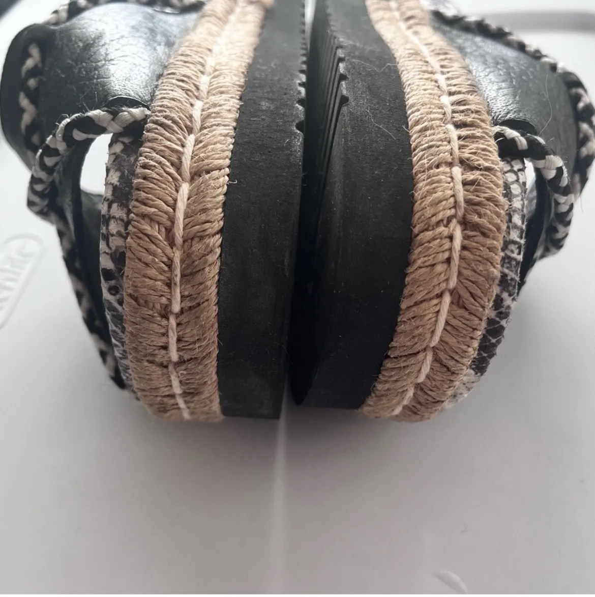 Size 6 Black Leather Animal Print Platform Sandals - Image 6