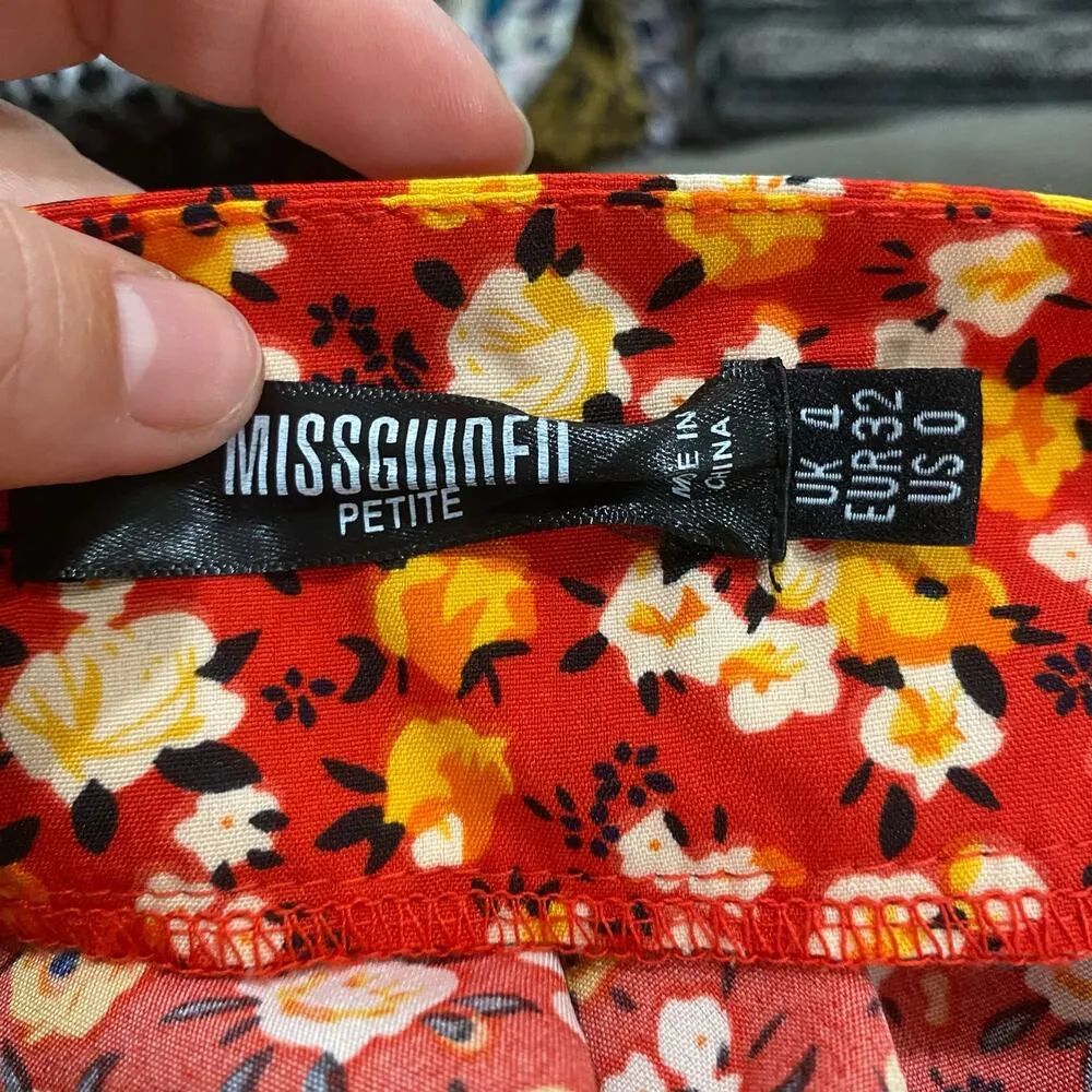 Missguided Casual Floral Mini Printed Belted Dress Size 0 Petite - Image 10