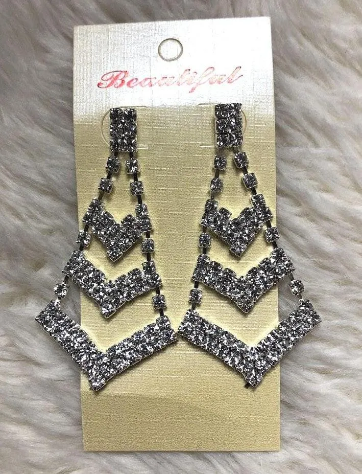 Formal Statement Earrings Silver - Image 5