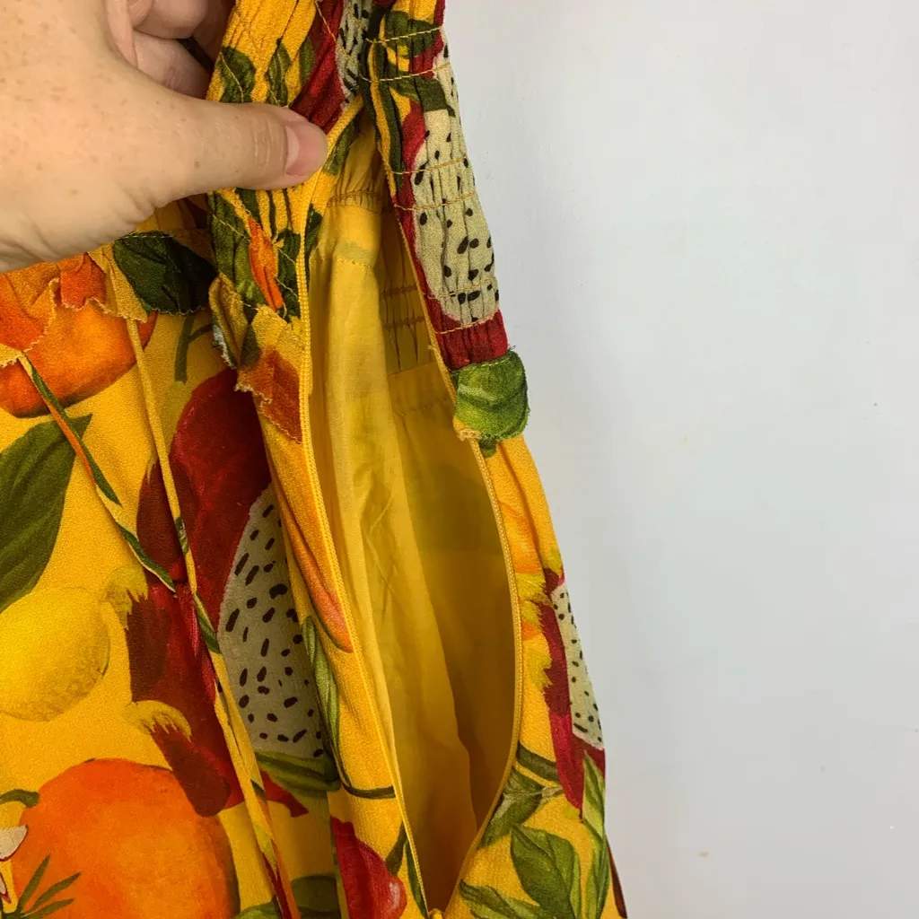 Farm Rio size small fruit lovers Yellow Floral Maxi Dress dragon fruit tropical - Image 16