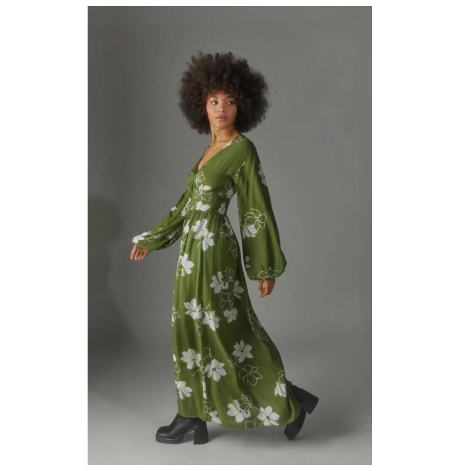 BILLABONG Night Bloom Floral Long Sleeve Maxi Dress Size XS - Image 3