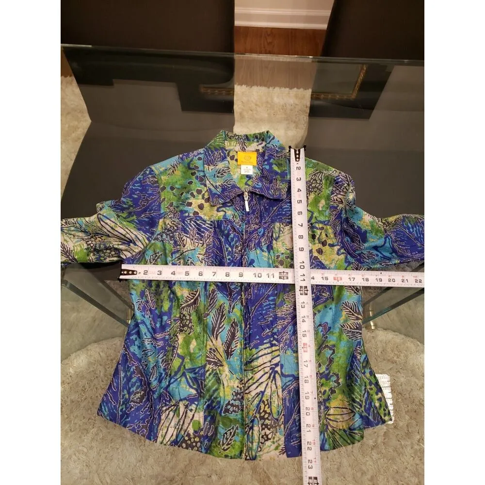 Ruby Rd . Womens Multicolor Rayon Long Sleeve Collared Full Zip Jacket Size 8 - Image 10