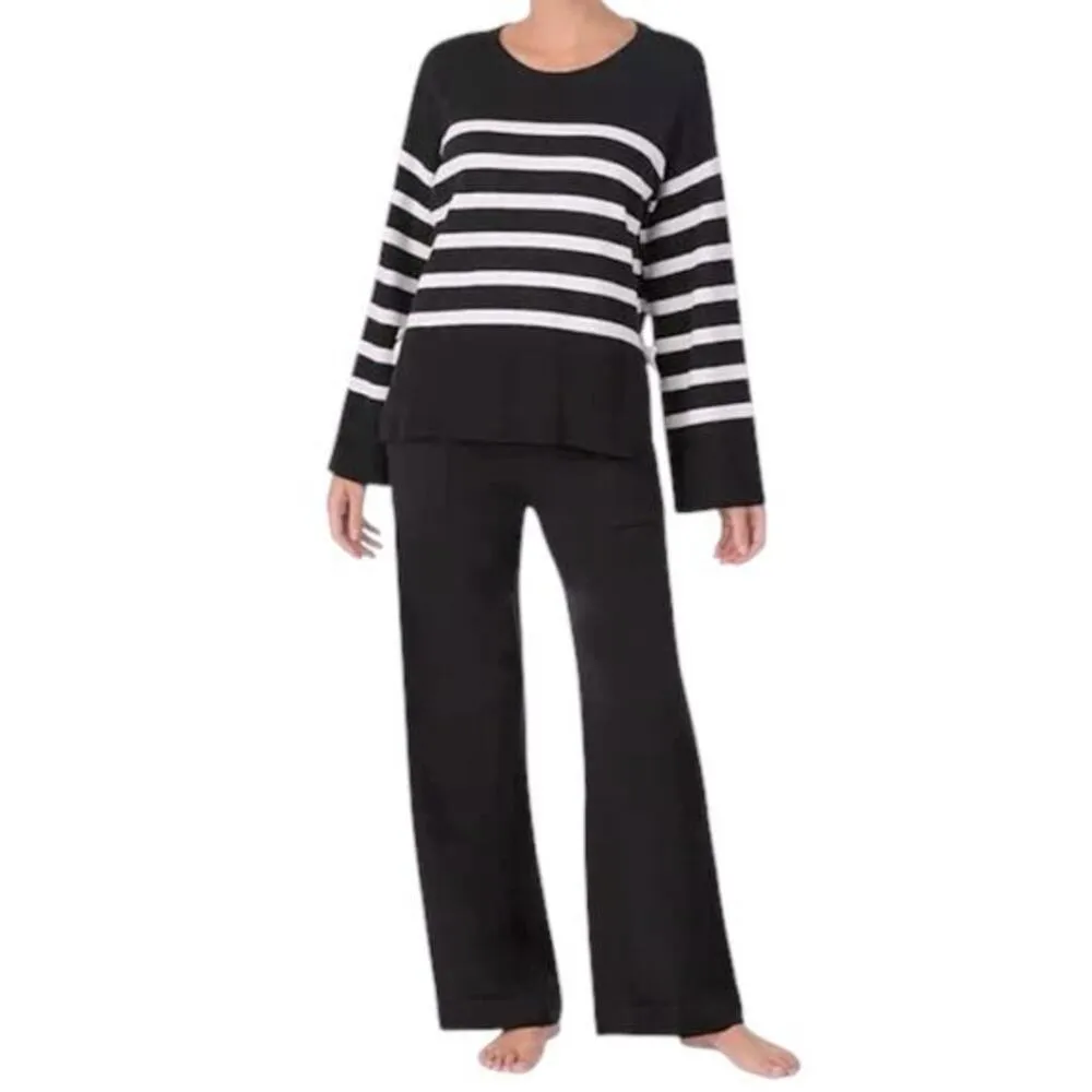 Kate Spade NWT Size XL Black White Mariner Striped TWO PIECE Pajamas Lounge Set - Image 2