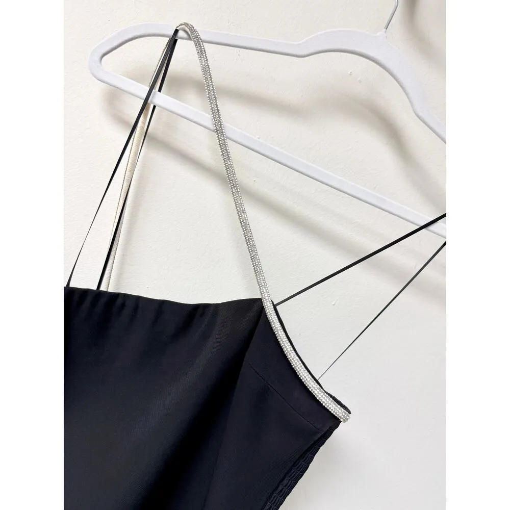 Amanda Uprichard Dream Crystal Strap Side Slit Mini Dress Black Women's Size XS - Image 4