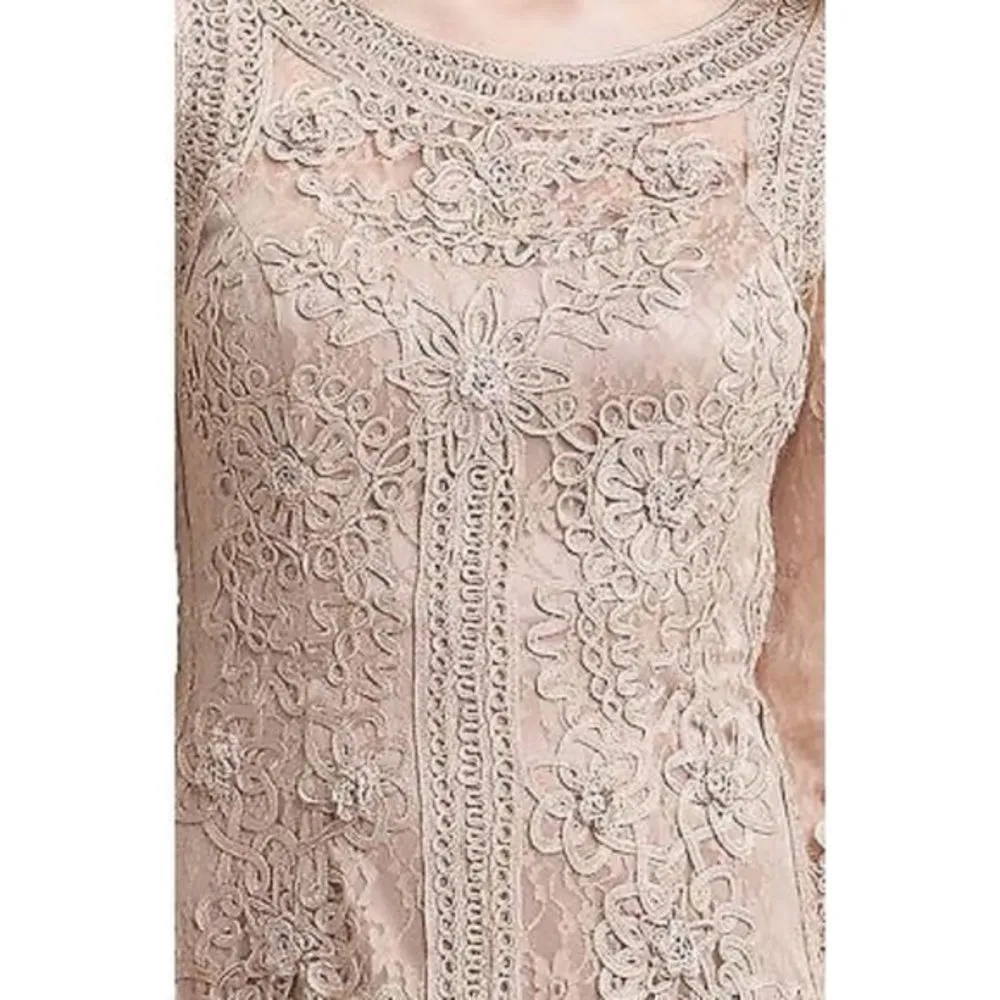 Sue Wong Blush Pink Lace Bodycon Cocktail Dress Size 8 - Image 3