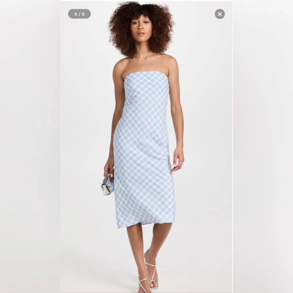 NWT Amanda Uprichard‎ Shiran Dress in Meadow Plaid Sz Medium $211 - Image 3