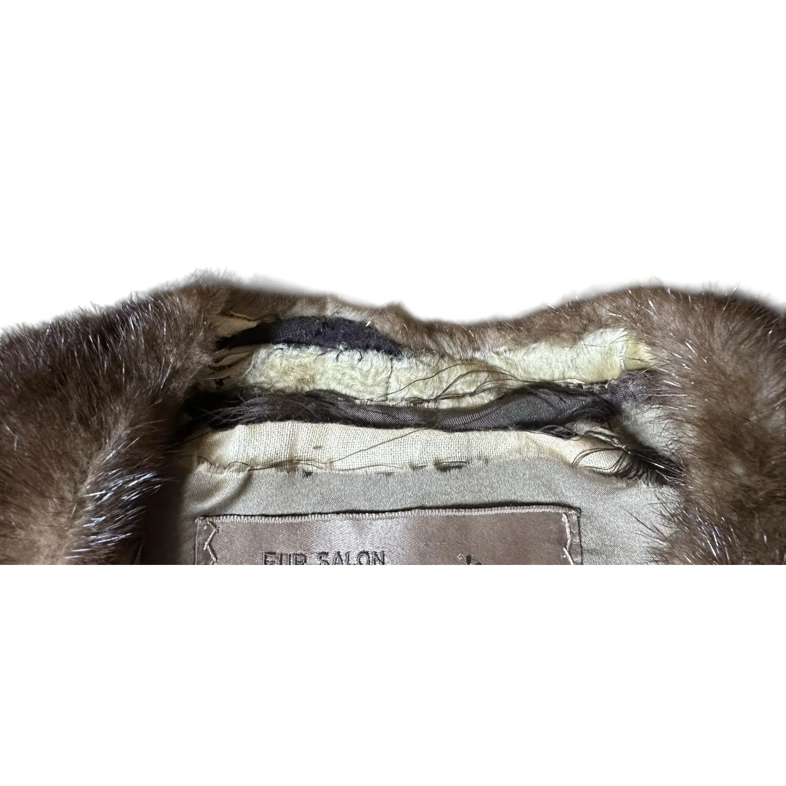 Vtg Persian Lamb Coat w/ Mink Collar Large Buttons Tan Brown 60s 70s Striplings Size M - Image 13