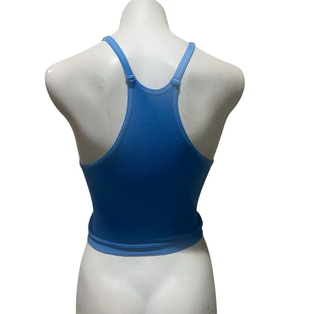 Free People Movement Women's Blue Ribbed Compression Crop Tank Top M - Image 6