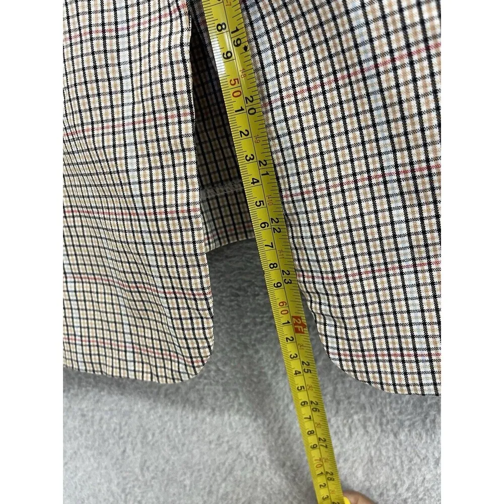 Jules & Leopold Womens Blazer Brown Check One Button 3/4 sleeve Medium - Image 5