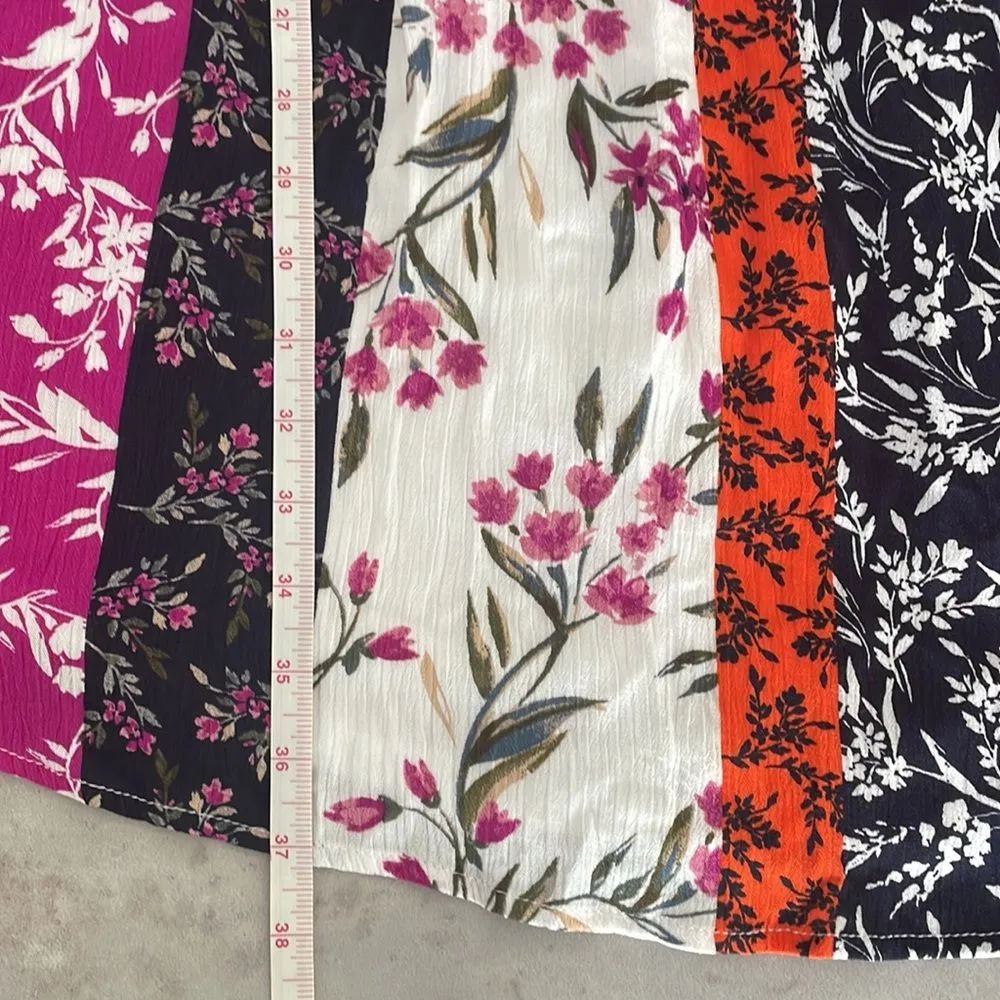 NINA LEONARD Gauzy Flowy Braided Strap Mixed Floral Patchwork Trapeze Dress‎ XL - Image 11