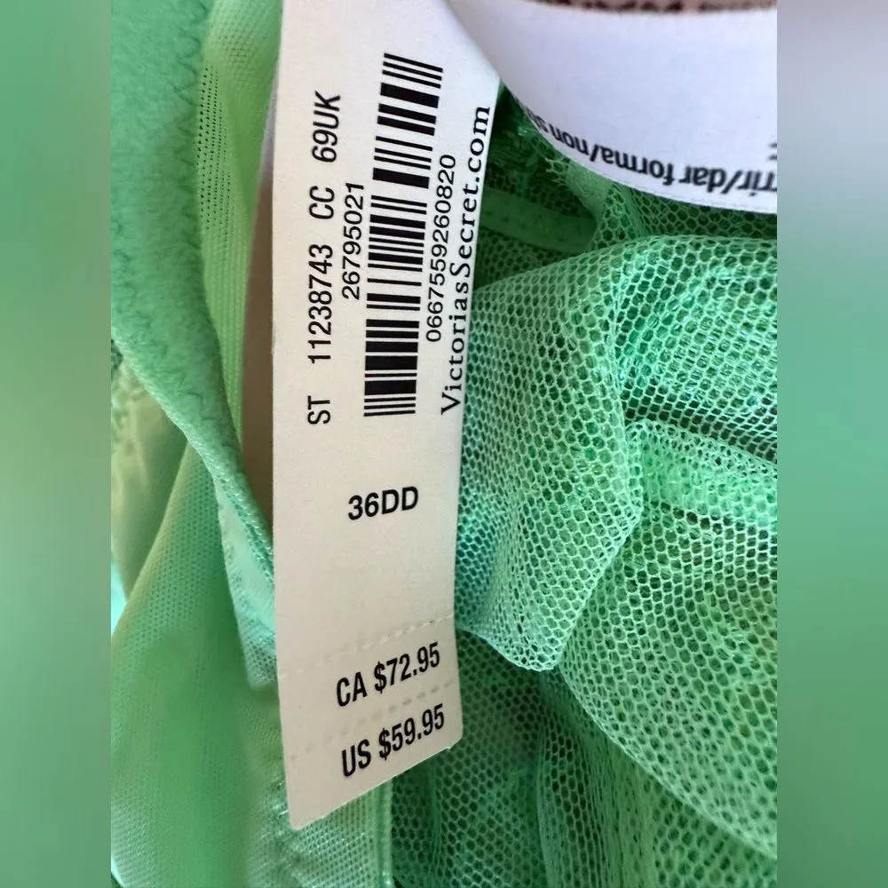 Victoria’s Secret Wicked Unlined Boho Embroidery Balconette Bra GREEN 36DD NWT - Image 8