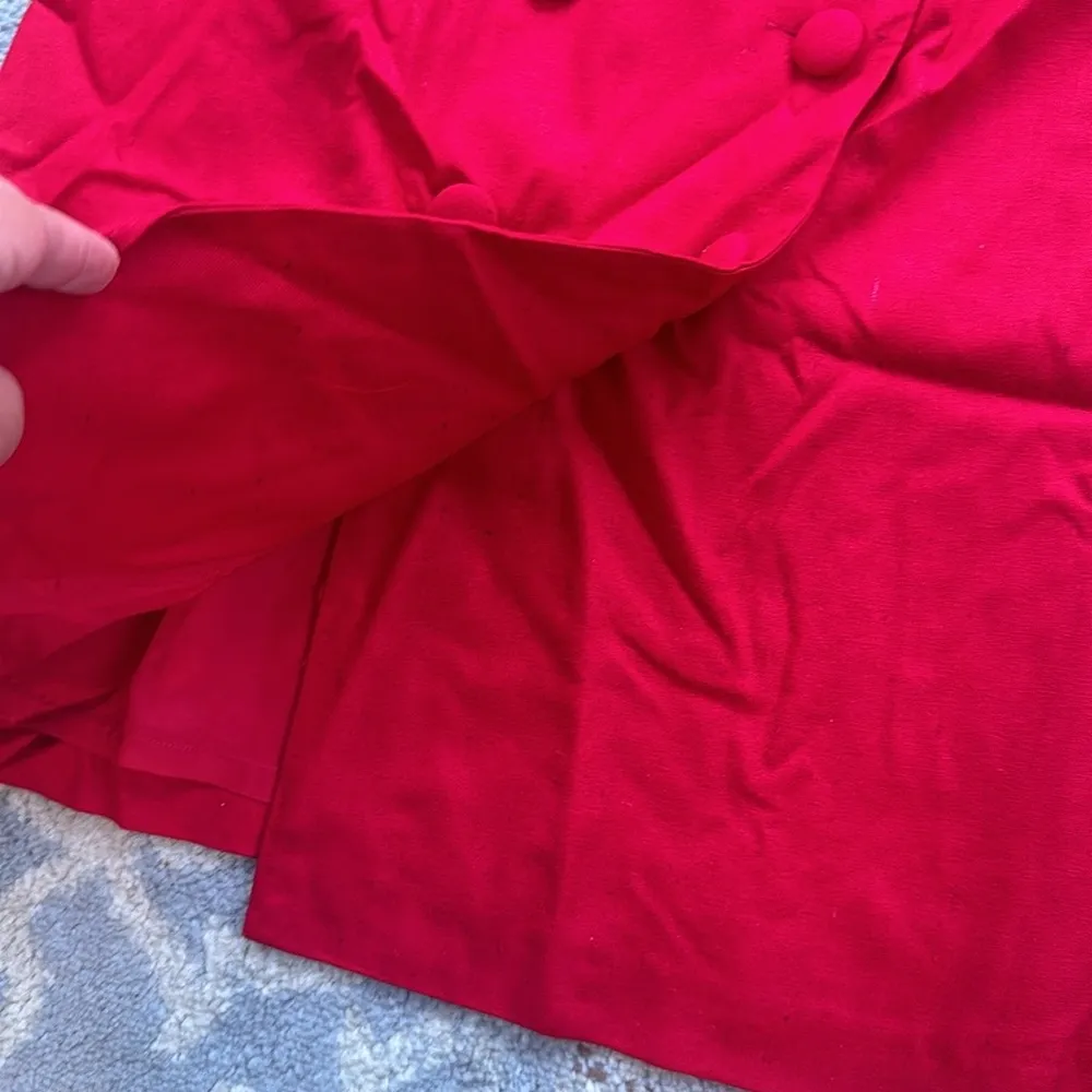 Vintage Germaine Astor 100% Silk Double Breasted Button Down Dress Red 16 - Image 2