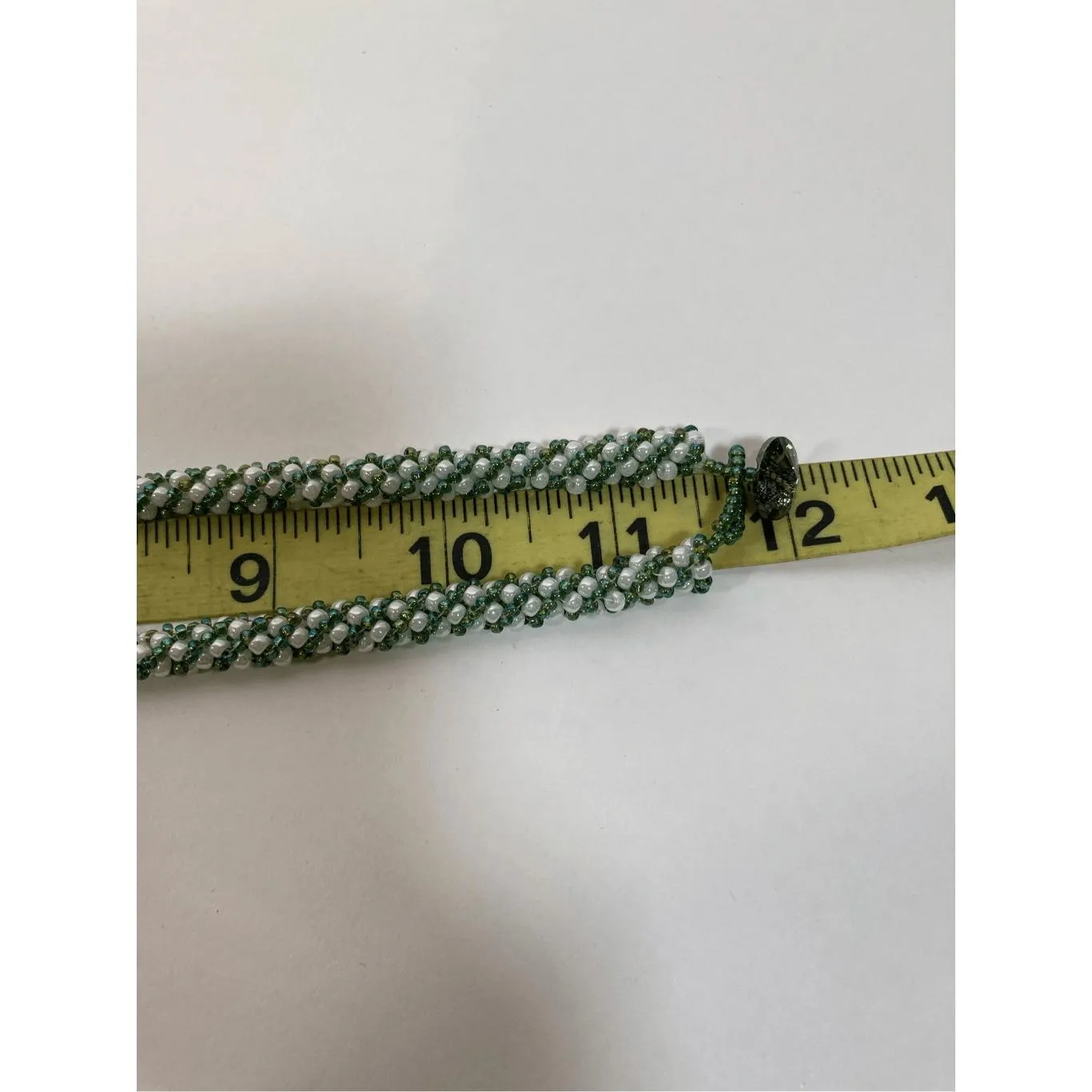 Handcrafted Russian Spiral Green Beaded Necklace with‎ Beaded Cabochon - Image 8