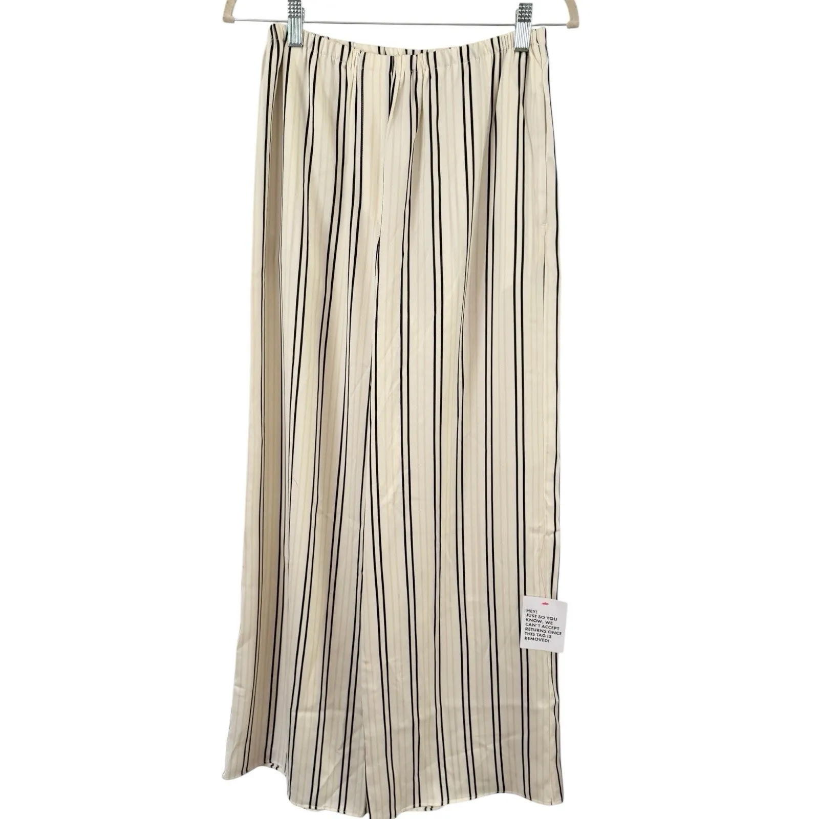 NWD TopShop Cream Striped Satin Wide Leg High Rise Pants Women’s Size 6 - Image 4