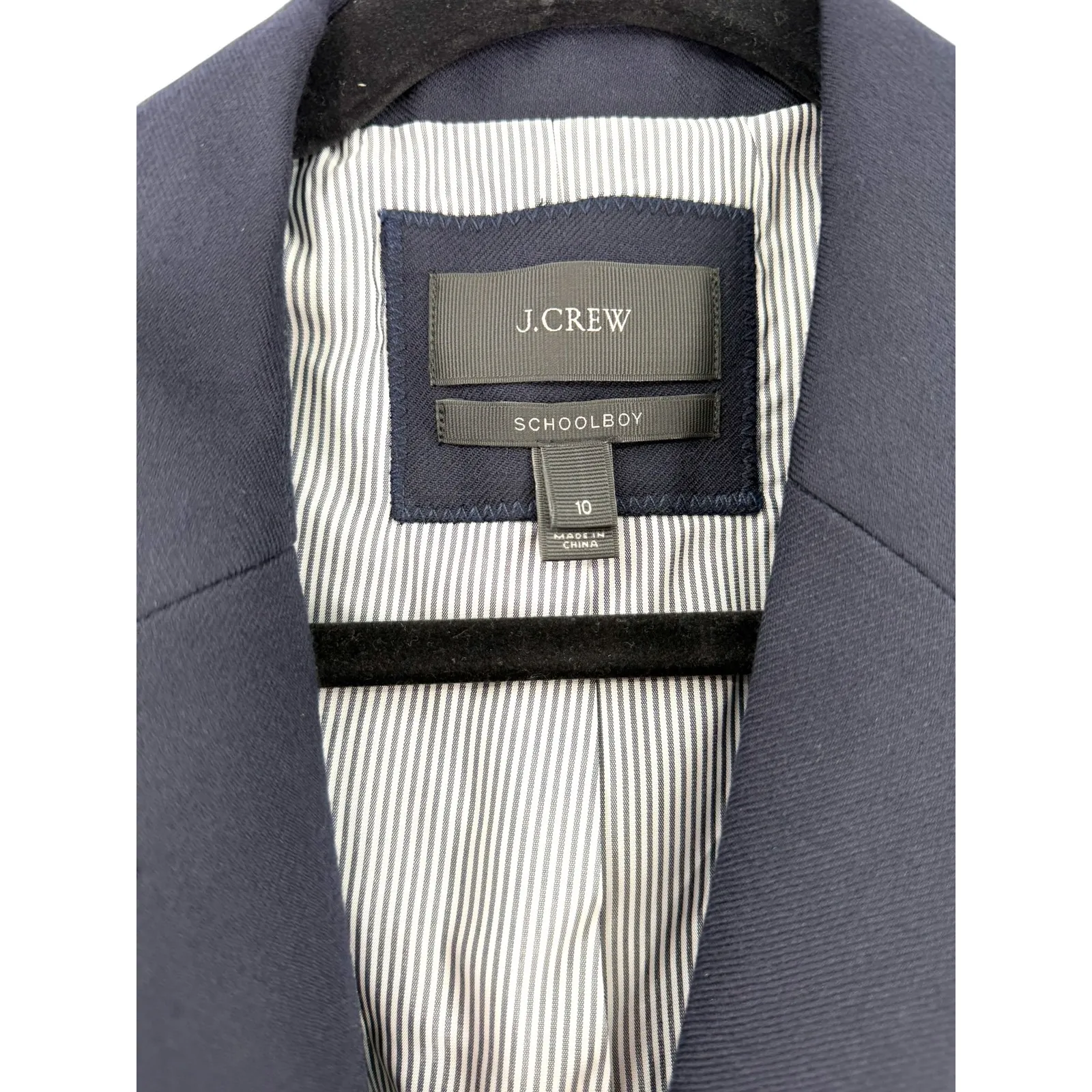 J CREW 10 School Boy Blazer Navy Gold 2 button Wool Stretch Single Breasted Blue - Image 6