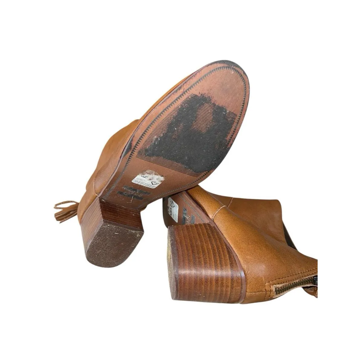 Toms Light Brown Leather Ankle Boots With Back Zipper Women’s Size 7 - Image 8