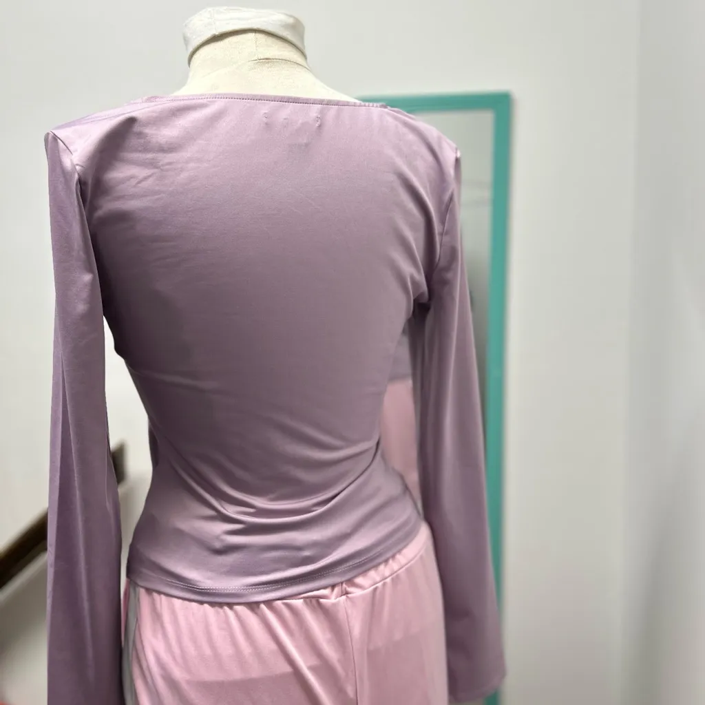 Bar III Mauve Long Sleeve Women's Top - Image 2