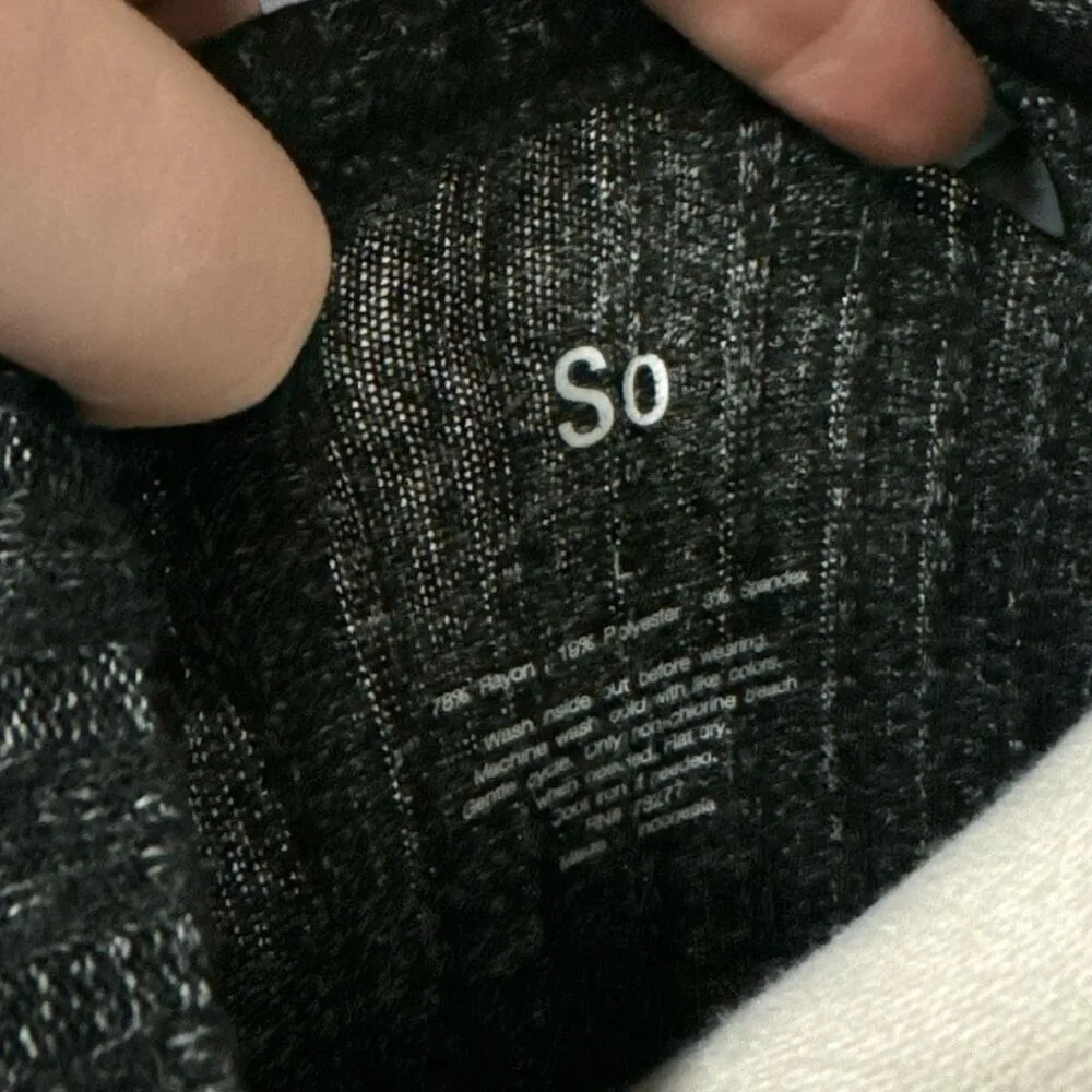 SO | Charcoal Gray Knit Cropped Long Sleeve Twist Knot Long Sleeve Shirt Size L - Image 4