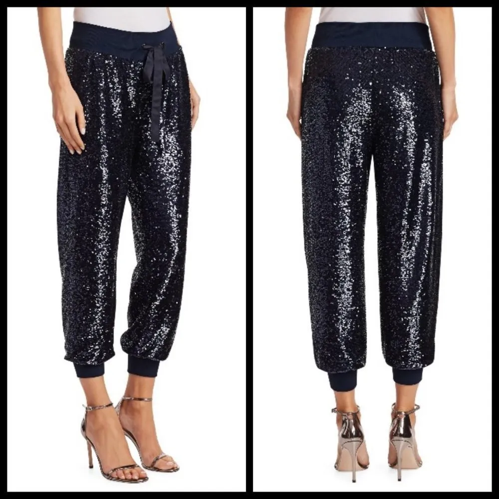 💕CINQ A SEPT💕 Giles Sequin Pull-On Jogger Pants Navy Blue XS NWT - Image 10