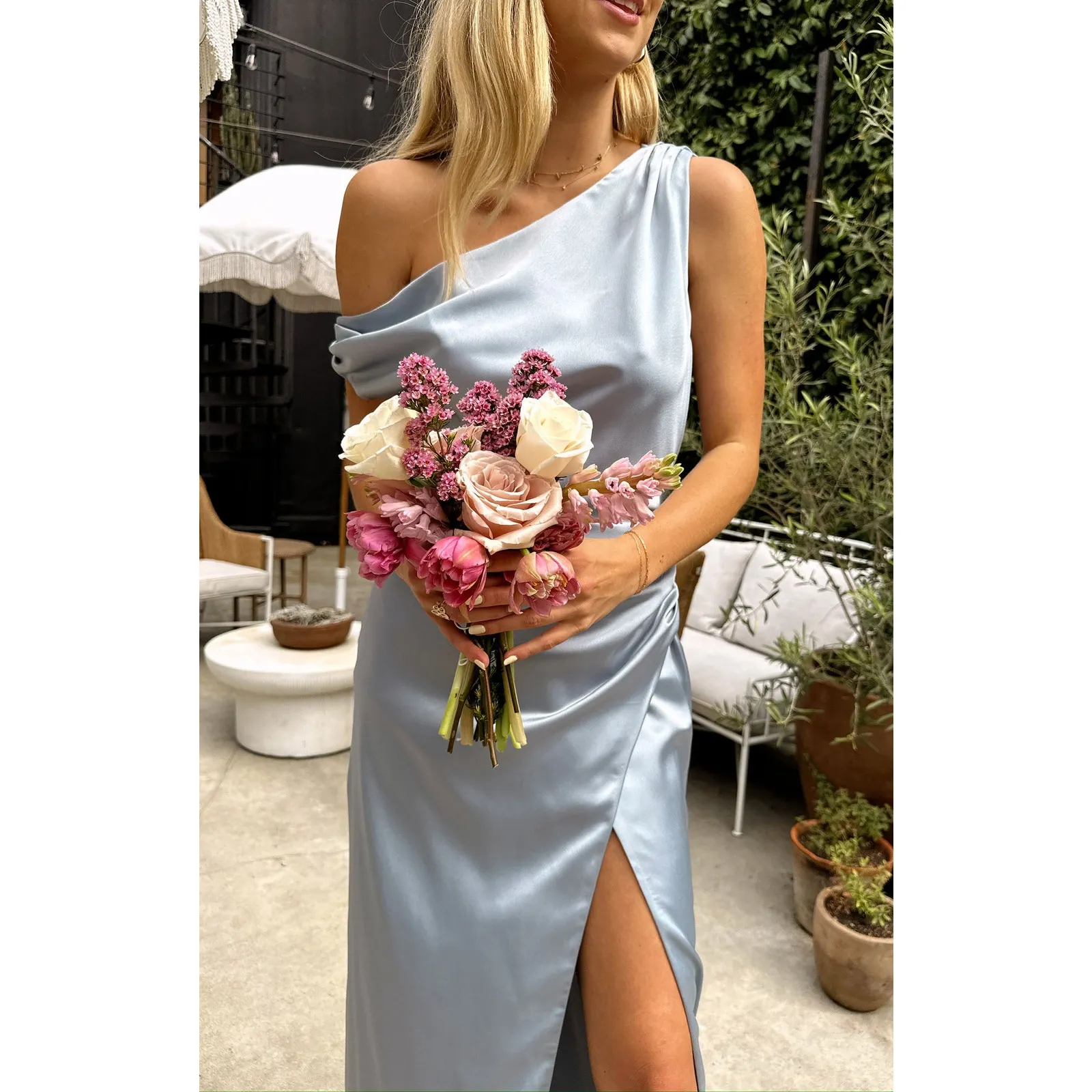 Show Me Your Mumu Jodie Maxi Dress in Steel Blue Luxe Satin XXL - Image 2