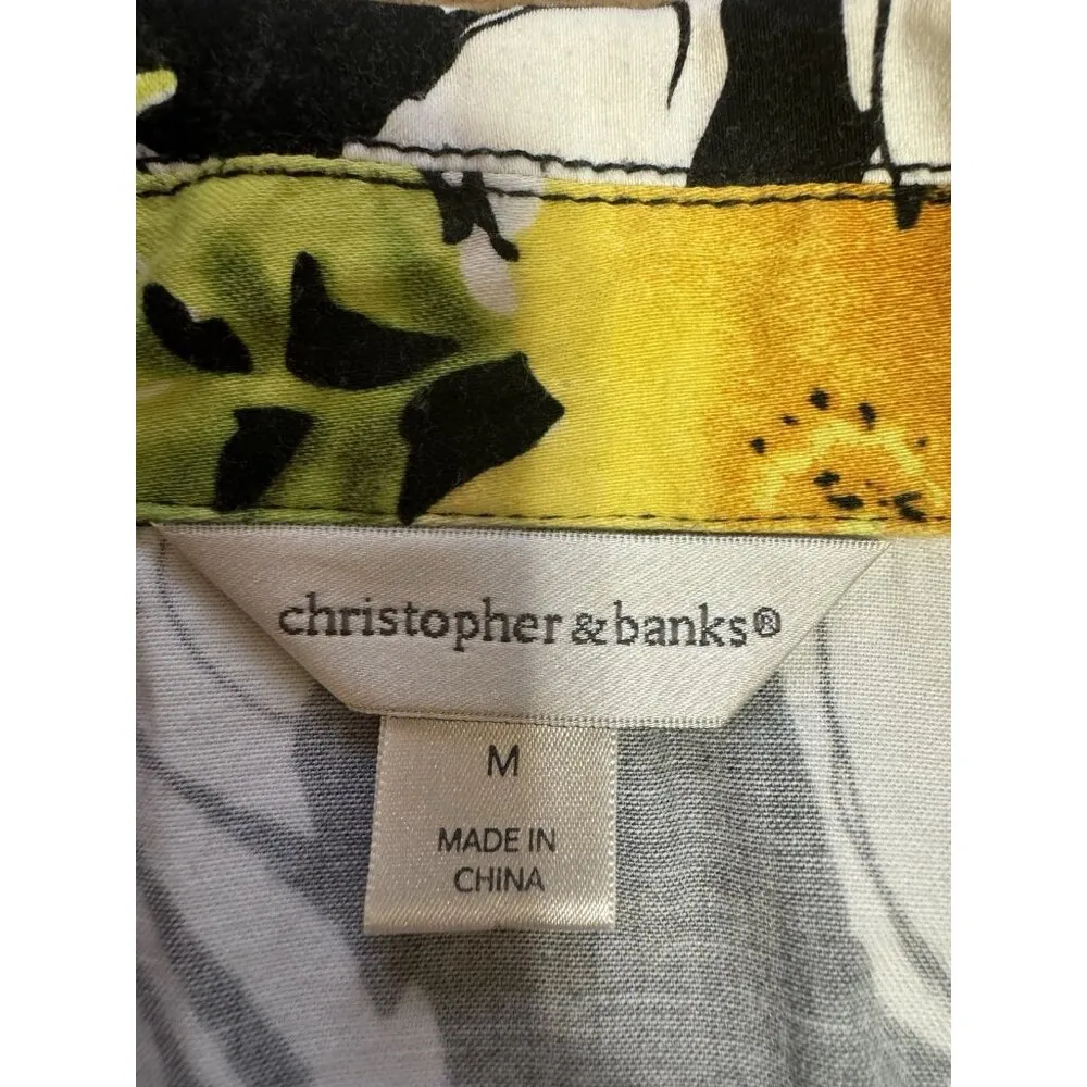 Christopher and Banks Women Jacket Size Medium Button Up Floral Colorful Buttons - Image 3