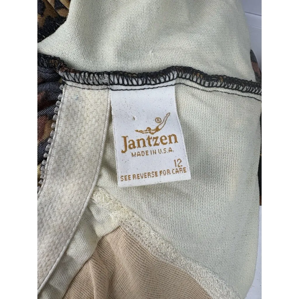 *Vintage Jantzen Swimsuit Womens 12 Leopard Halter One Piece Pin Up Rockabilly - Image 3