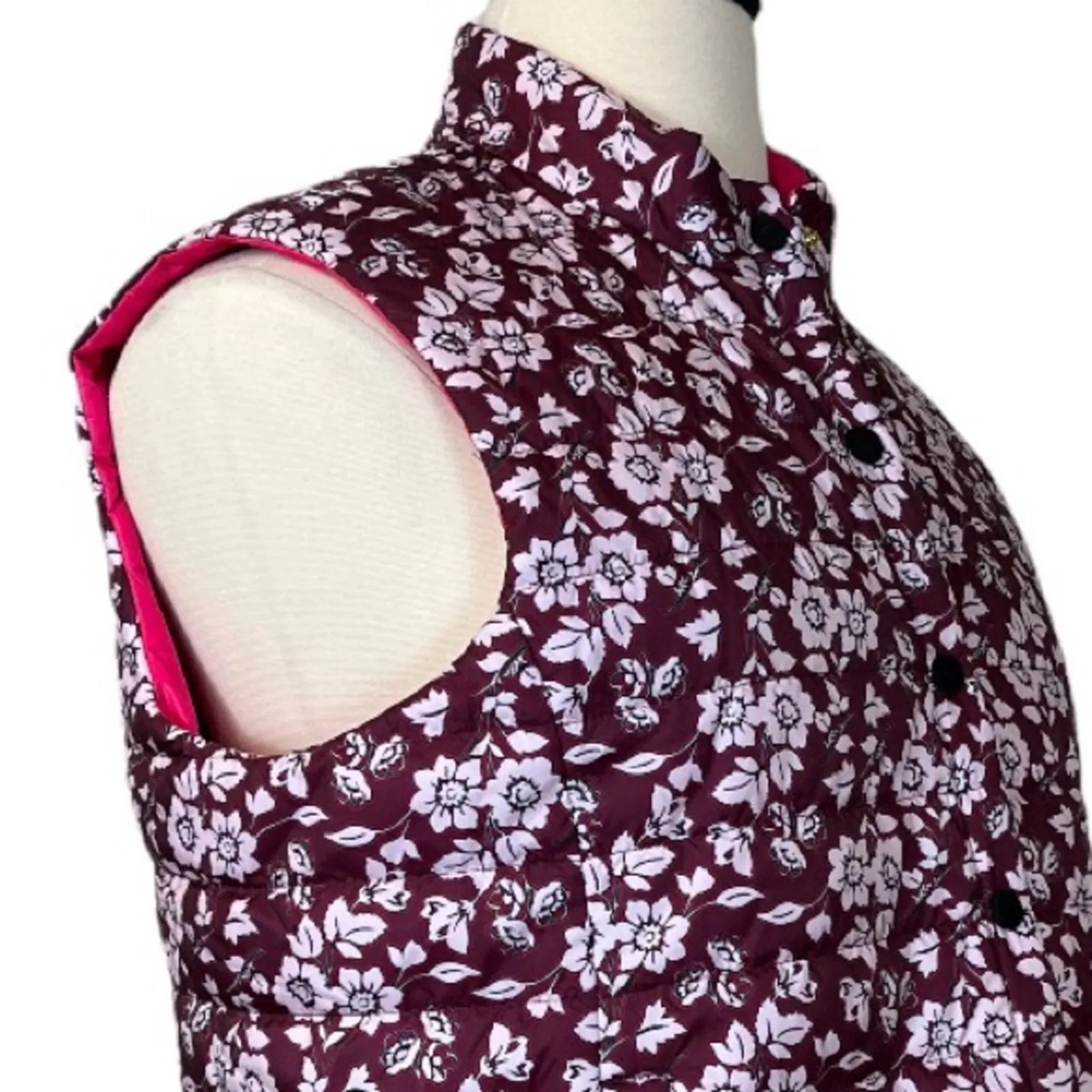 Kate Spade So Foxy Reversible Quilted Snap Front Vest Floral NWT Women's Size XL - Image 11