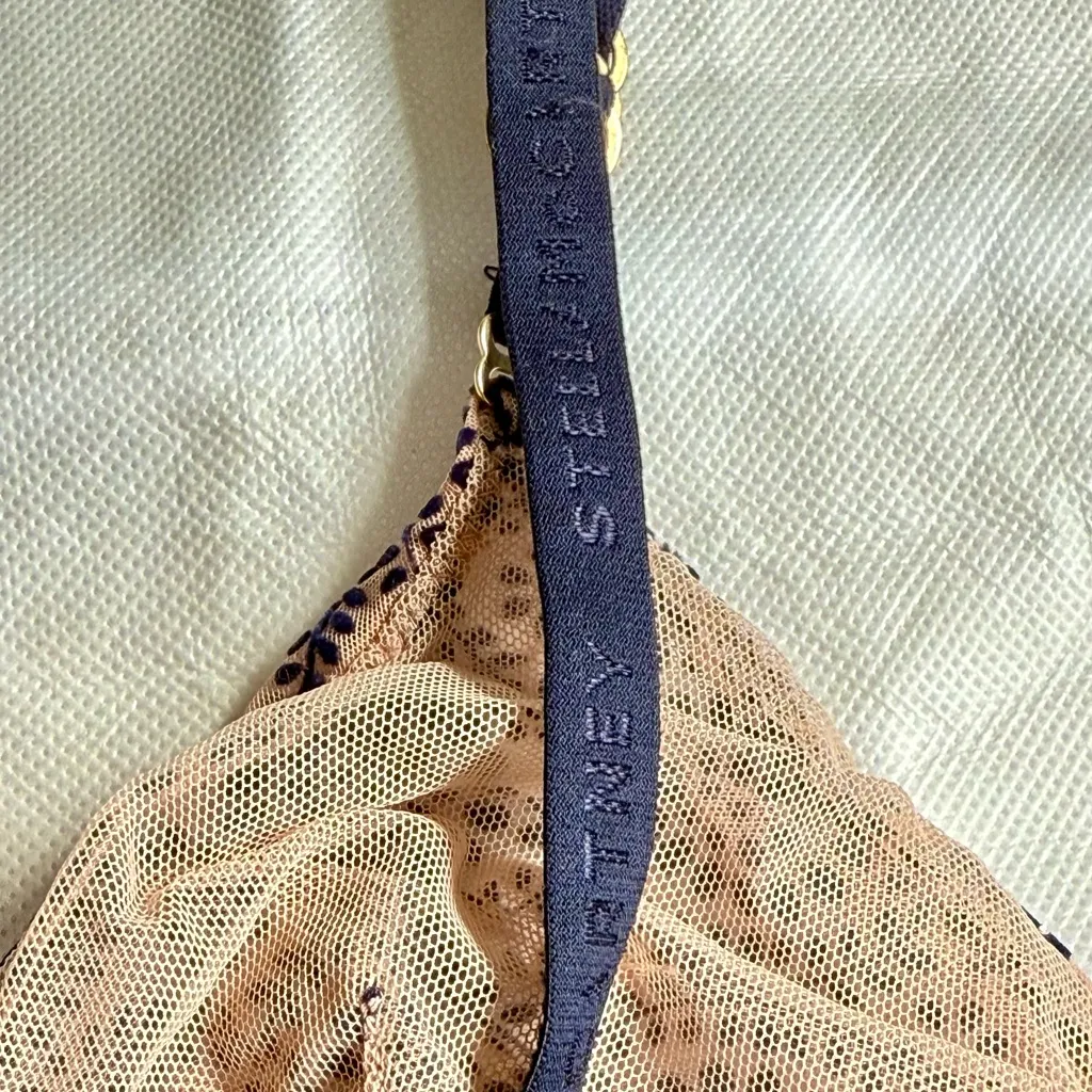 Stella McCartney Fleur Dancing Wireless Triangle Bralette, Size S, NWOT, Navy - Image 4