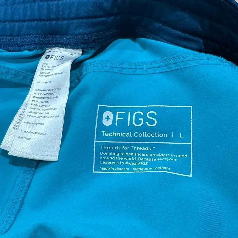 Figs Technical Collection Blue Green Scrub Pants Women’s Large - Image 2