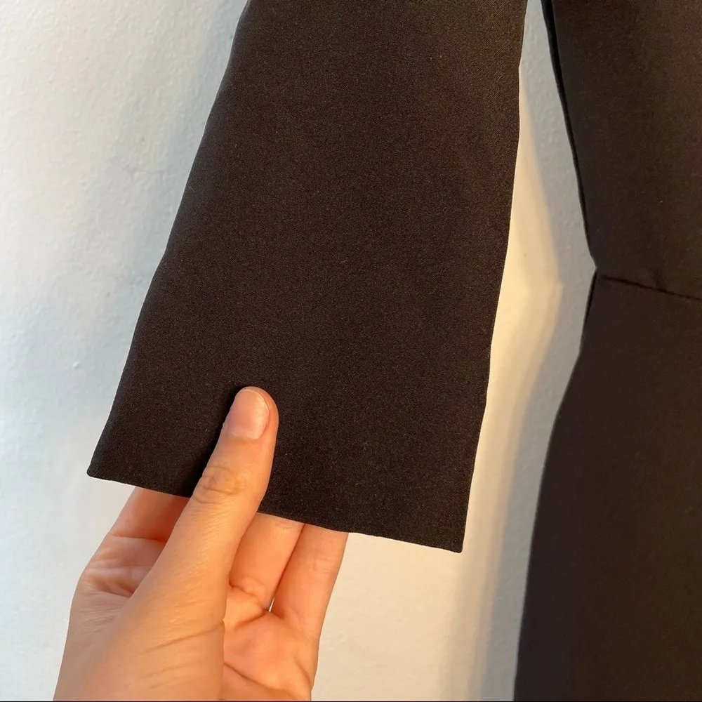 Oodji ultra black 3/4 sleeves minidress ballet style cross on the back short Size XS - Image 3