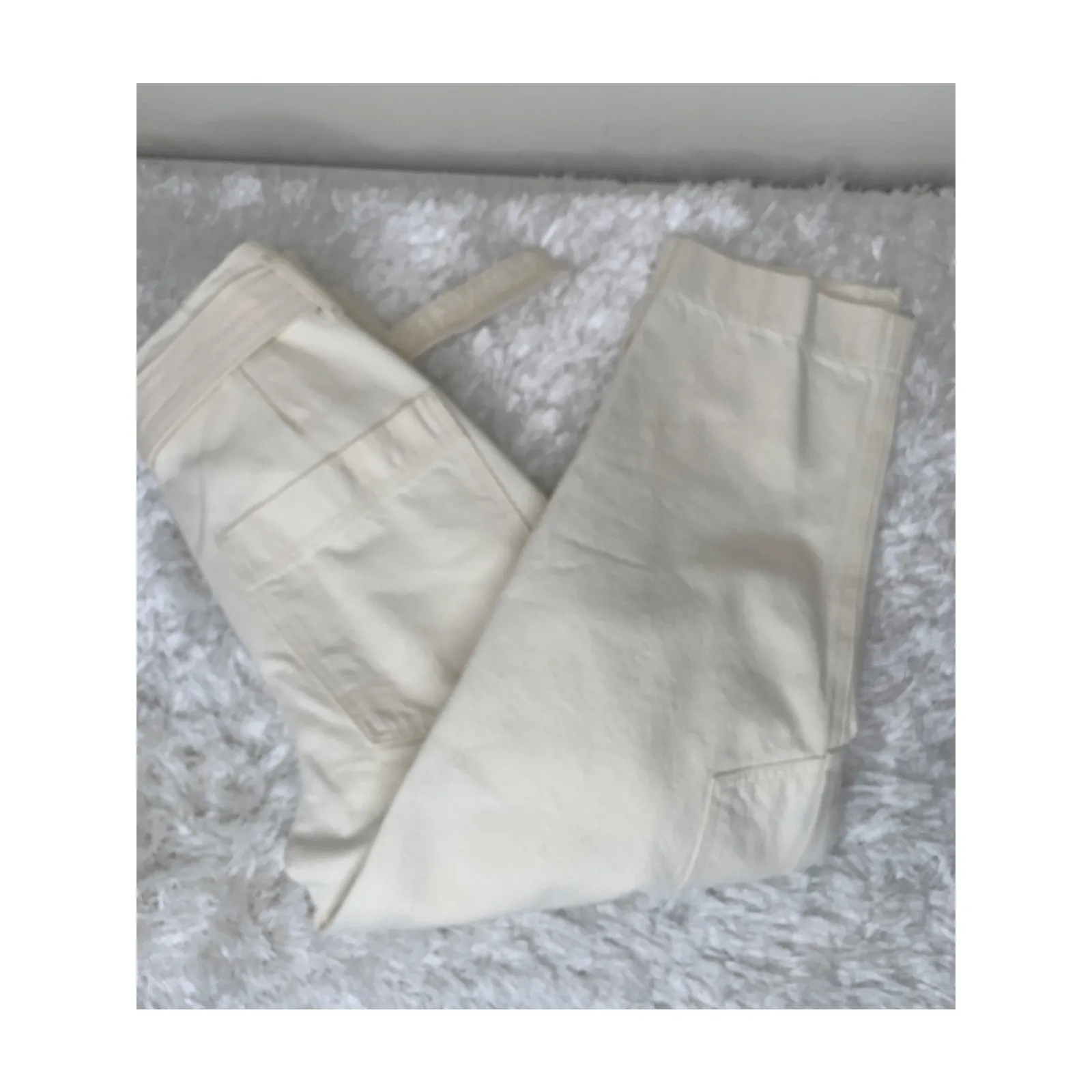 French Connection High Waist Pleat Cargo Cream Denim Pants Sz 4 XS - Image 9