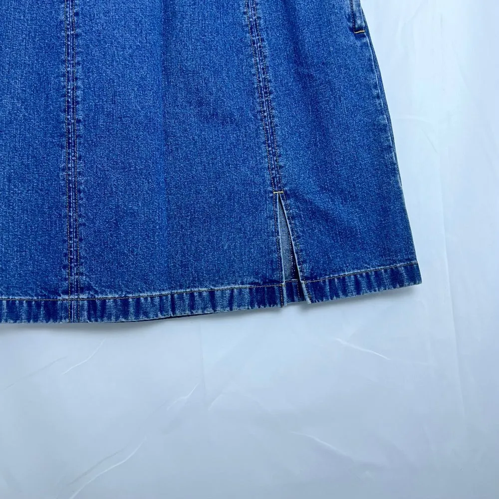 Ann Taylor A-Line Denim Skirt with Side Slit Medium Wash Vintage Style Womens‎ 8 - Image 2