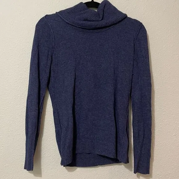 Banana Republic Blue Turtleneck Wool & Cashmere Blend Sweater S Womens Long - Image 2