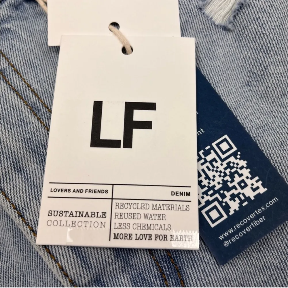 Lovers + Friends Jamie SZ 25 Blue Camellia Denim Jean High Rise Cuffed Short NEW - Image 3