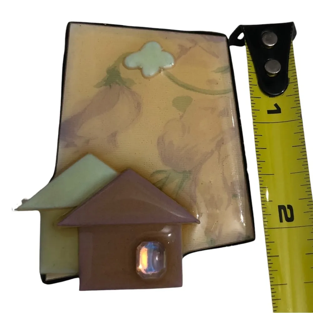 Vintage Lucinda Whimsical House Pin Brooch Pink - Image 5