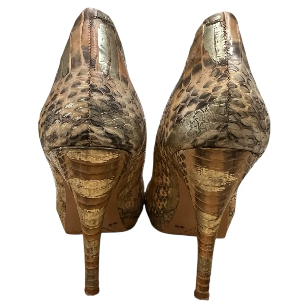 Vince Camuto Metallic Snakeskin Peep-Toe Heels - Size 9 - Image 2