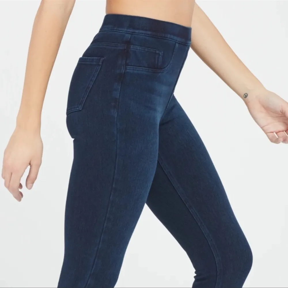 Spanx sweatpant jeans straight leg twilight rinse dark wash high rise waist - Image 4