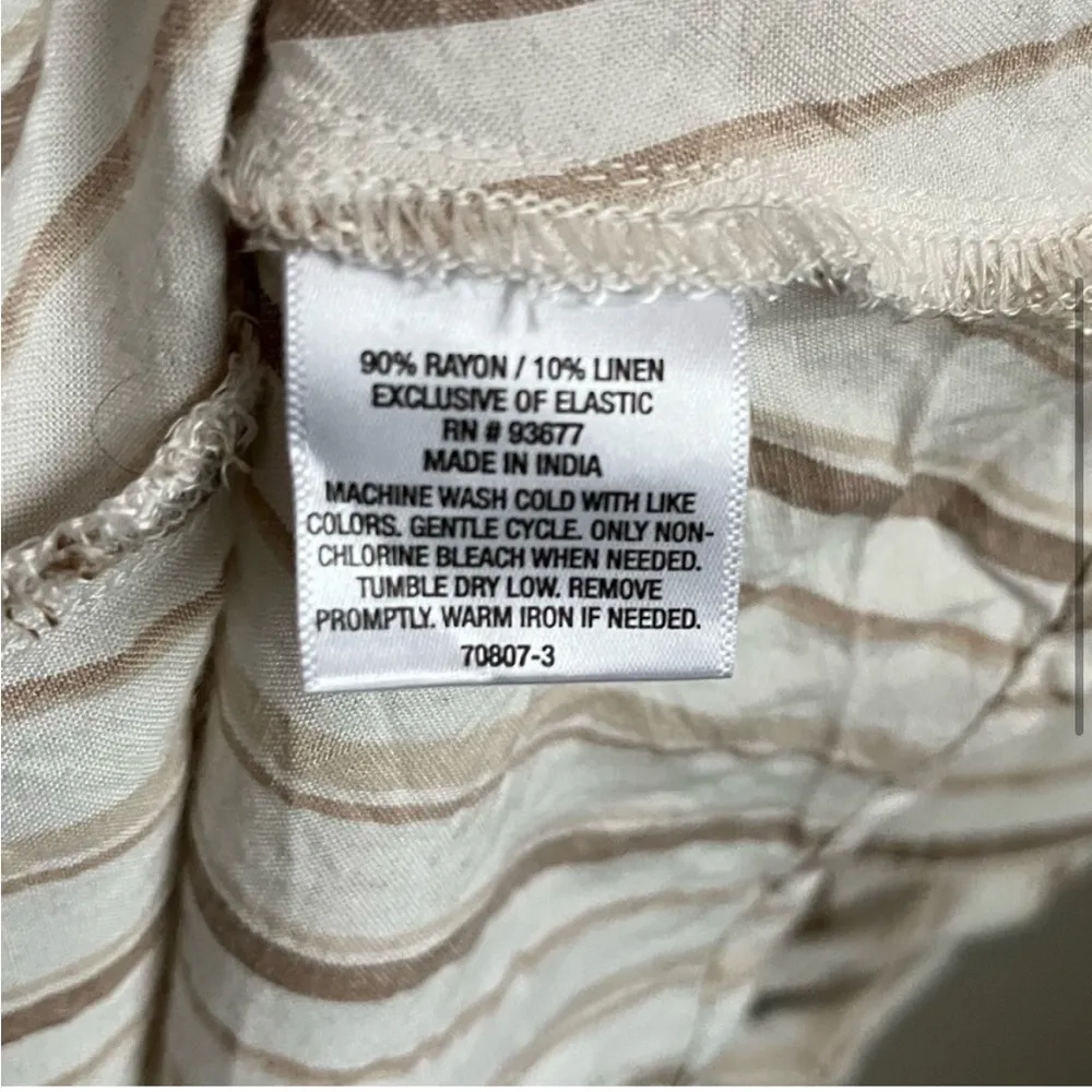 a.n.a. Rayon & Linen Blend Dress with Pockets Cream with Brown Stripes 2X - Image 6