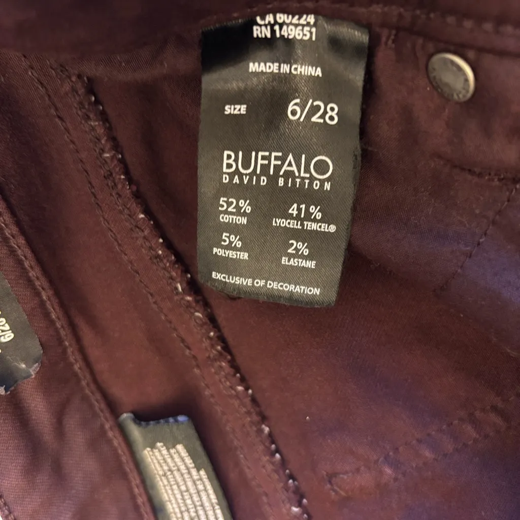 Buffalo David Bitton VALE Women's Size 6 Dark Burgundy Oxblood Skinny Jeans - Image 8