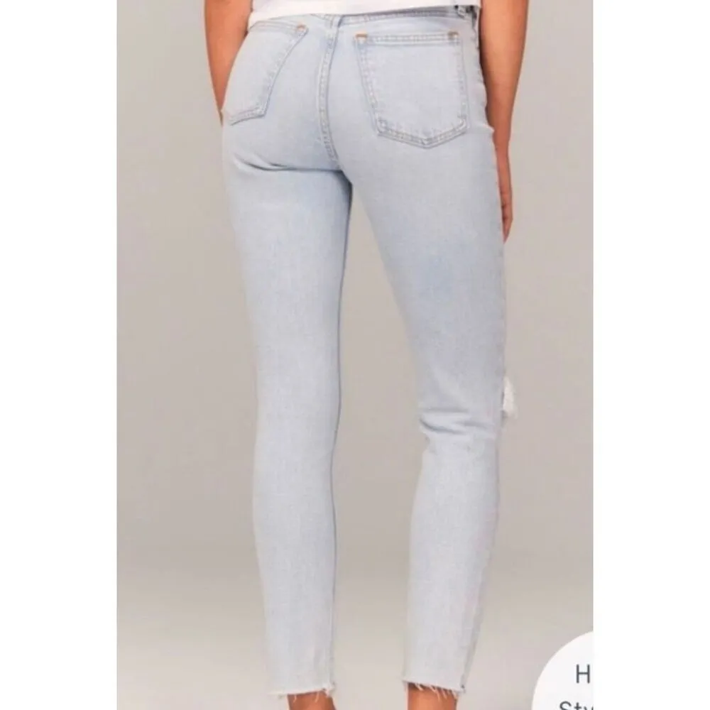 Abercrombie & Fitch the skinny high rise distressed knee jeans 27/4 short - Image 3