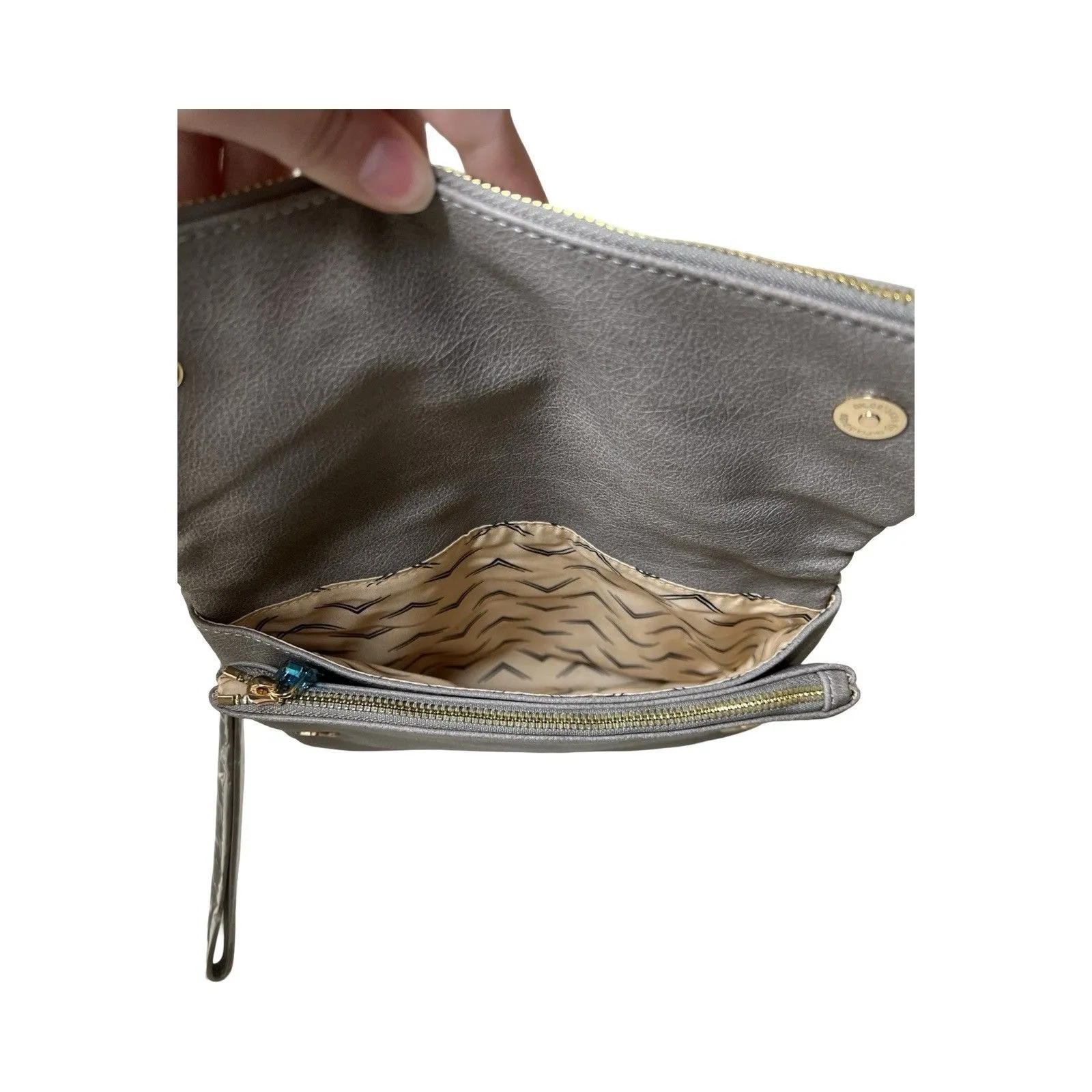 Urban Expressions Women's‎ Megie Multi Compartment Crossbody Bag Gray Vegan Nwt - Image 3