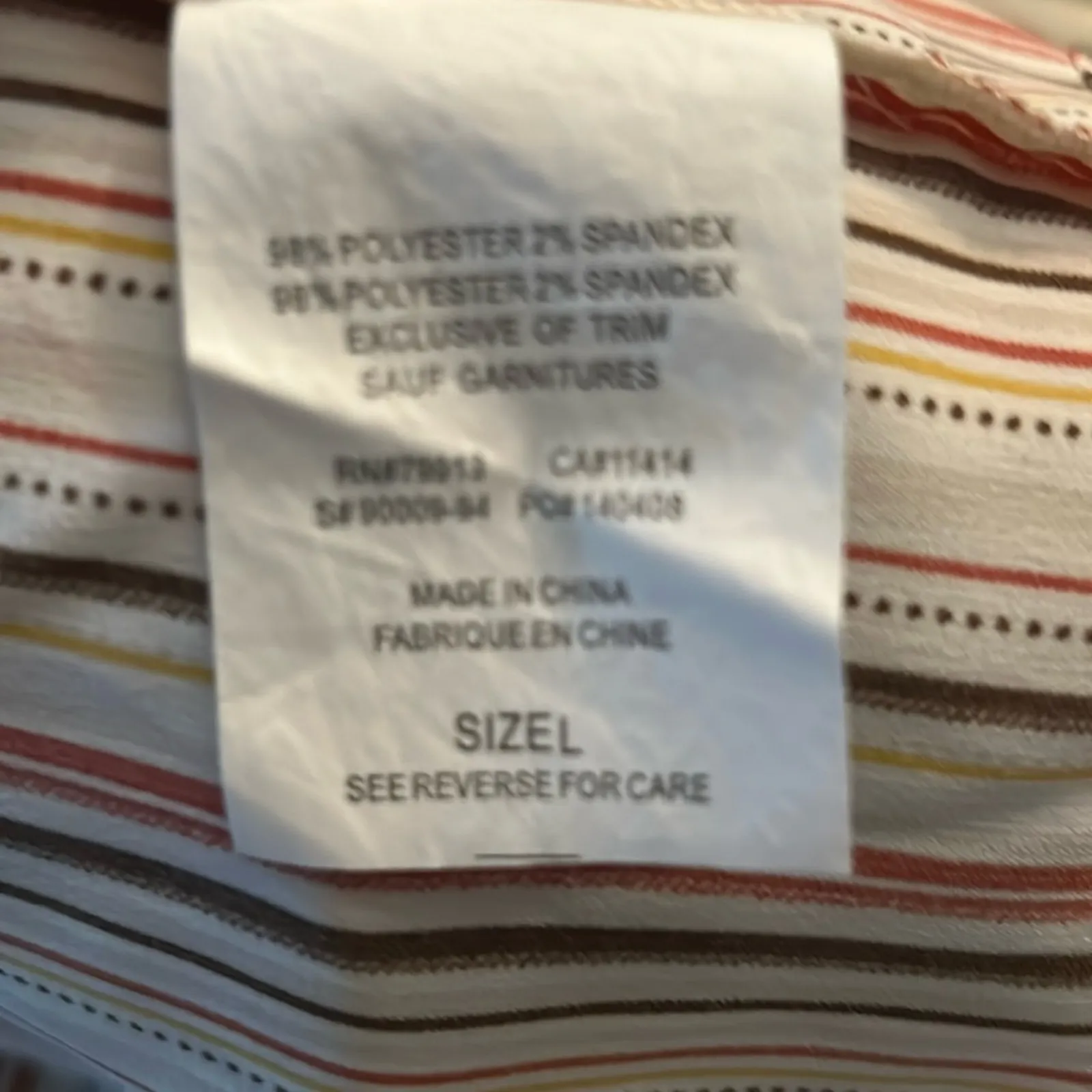 Motherhood Maternity Striped Button Up Tie Belt Elastic Waist Top L Multicolor - Image 11