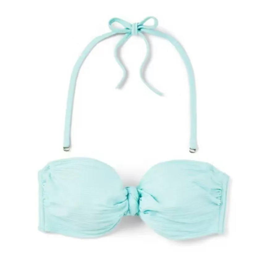 Women's Jacquard Bandeau Underwire Knot Detail Bikini Top - ™ Turquoise Blue - Image 5