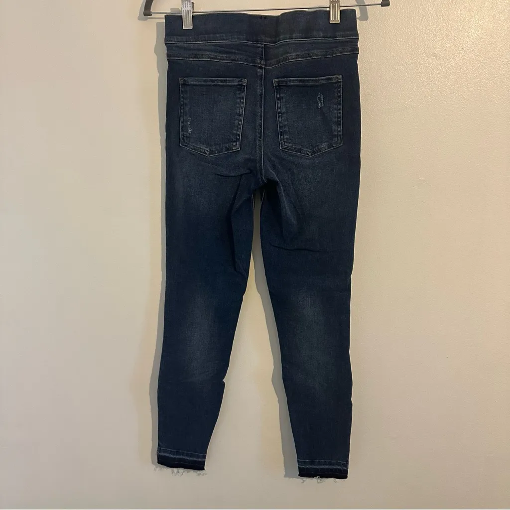 SPANX pants distressed Dark wash Blue Raw Hem Skinny JEGGINGS size small 🆕 $128 - Image 7