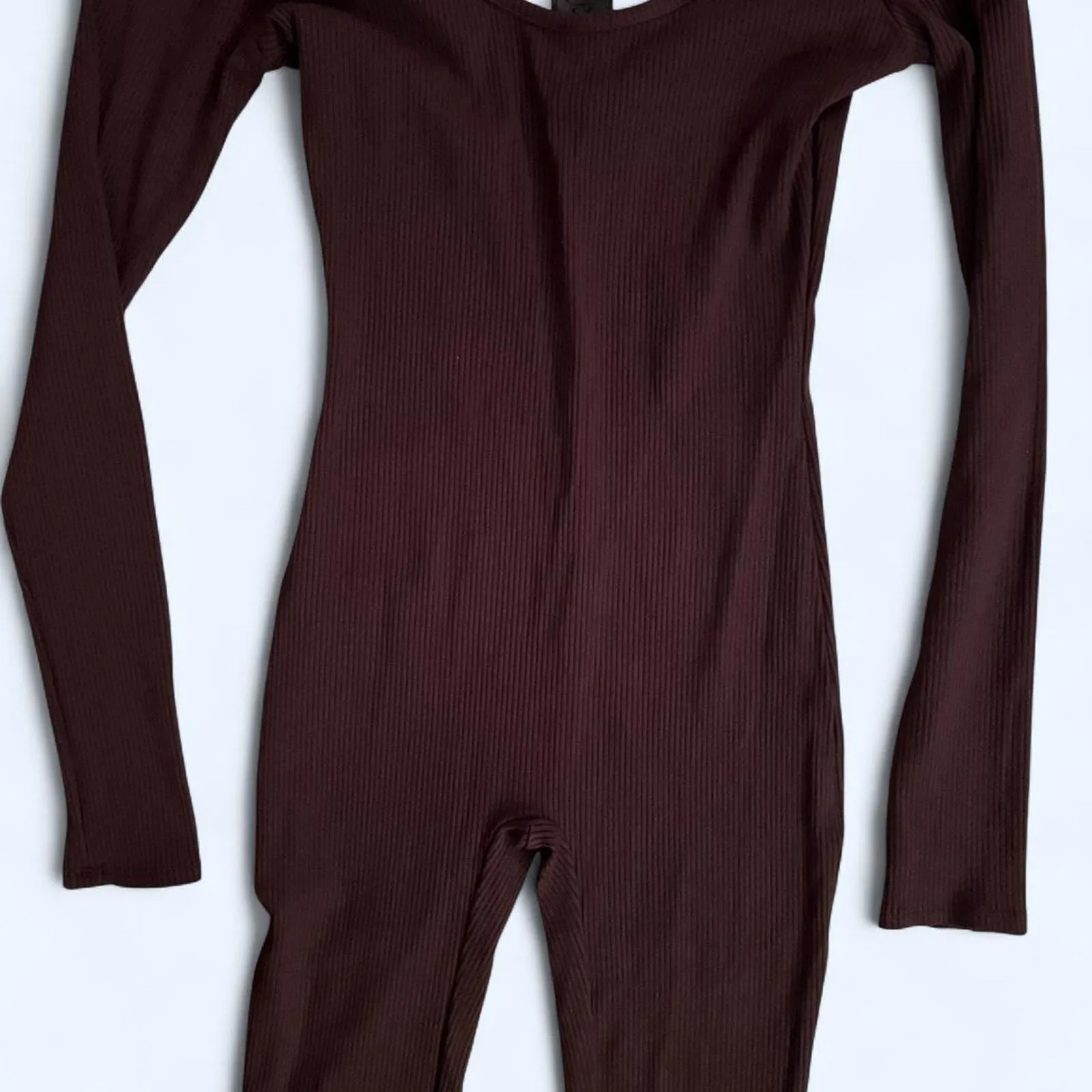 Brown off the shoulder jumpsuit Size Medium - Image 3