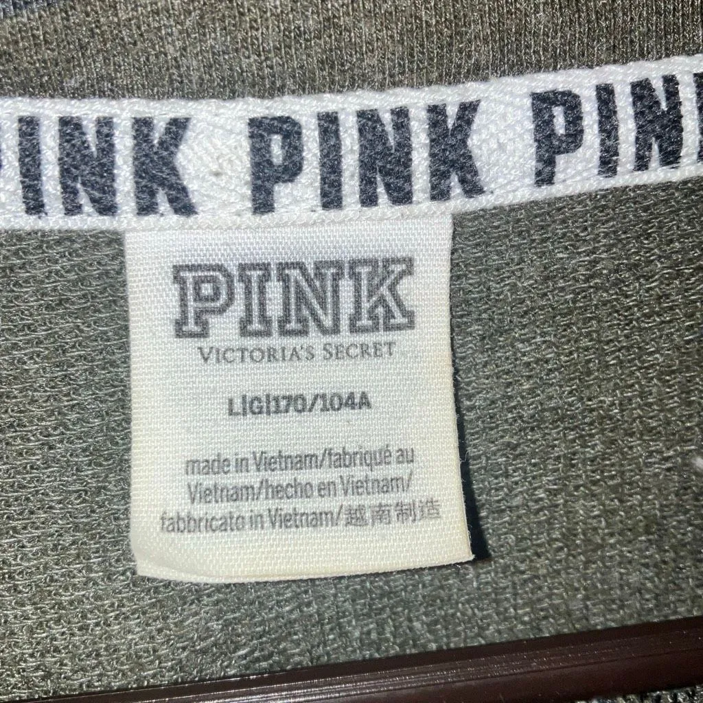 PINK Victoria Secret Camouflage Half Zip Sweater Large #759 Green - Image 5