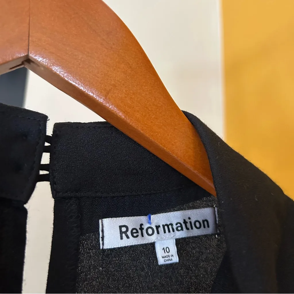 Reformation Rocco Mini Dress Bow Peter Pan Collar Long Sleeve Black $248 Size 10 - Image 5