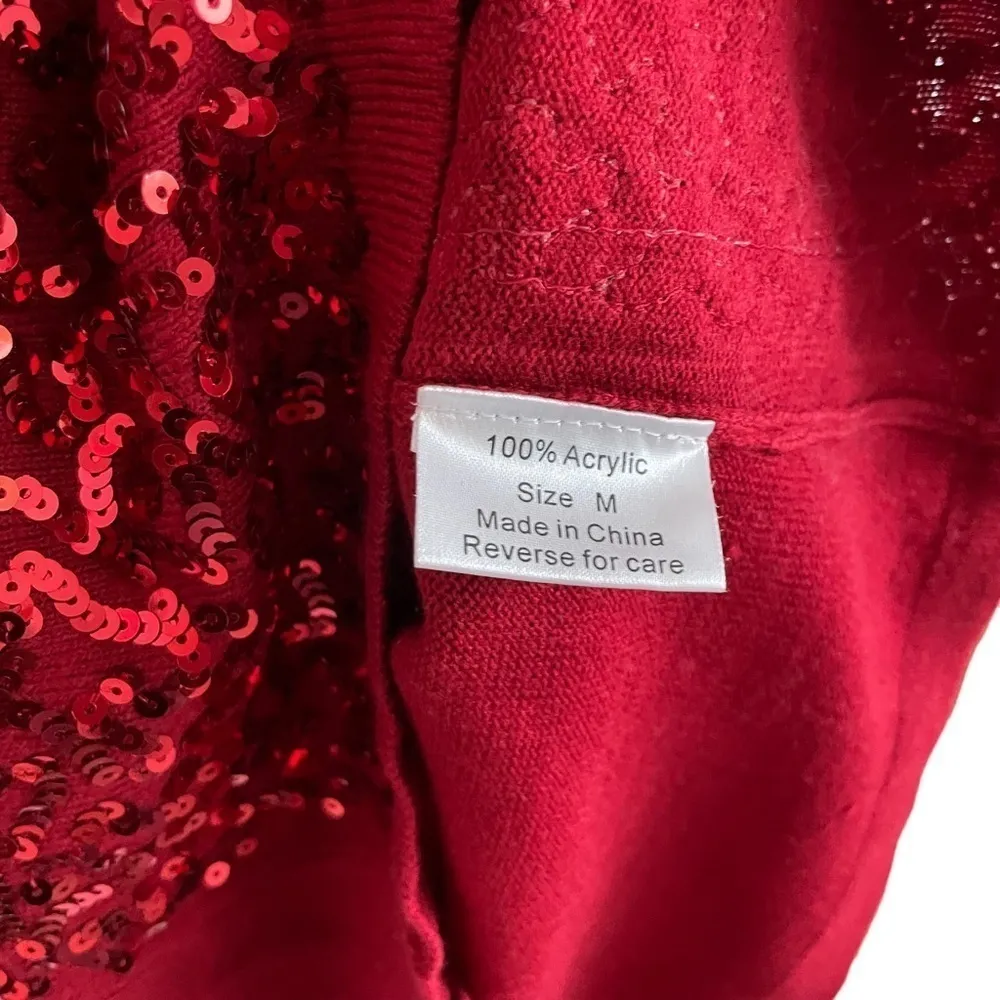 Vintage Red Sequin Sleeveless Blouse Tank Top Size M - Image 3