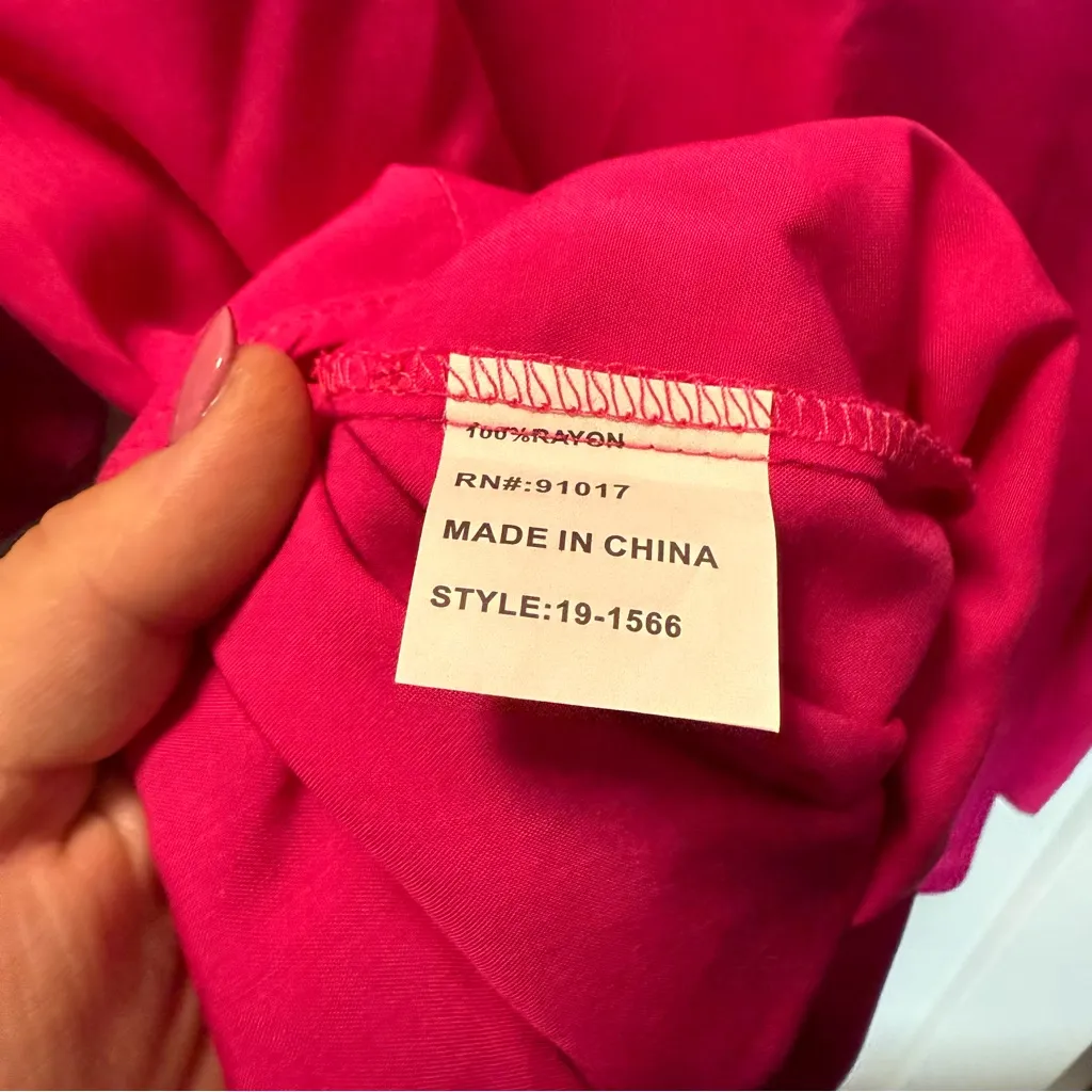 Luna Moon Bright Pink Magenta Embroidered Popover Tunic Top Boho‎ Lightweight XL - Image 7