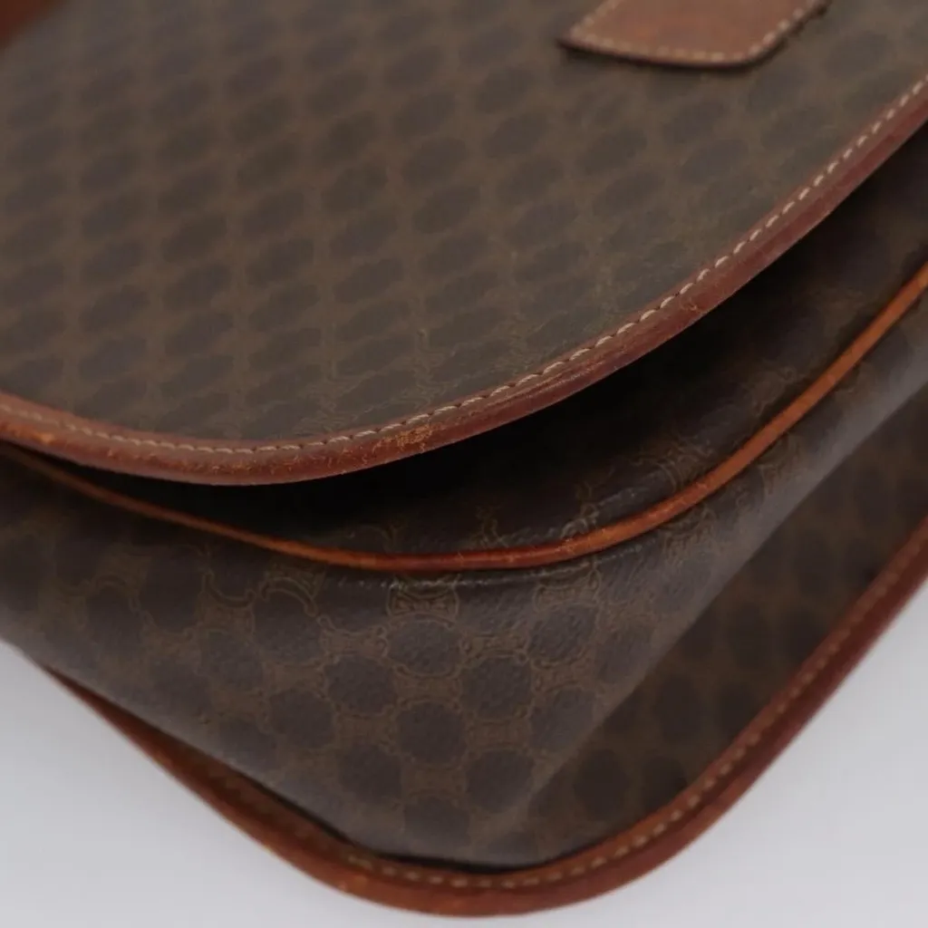  Macadam Canvas Shoulder Bag PVC Leather Brown Authentic - Image 4